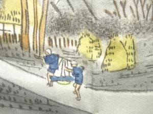 アンティーク　時代風景模様肩裏紋付羽二重男物羽織